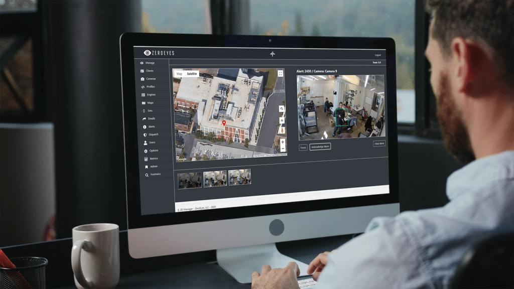 Man Monitoring ZeroEyes Detection Alert